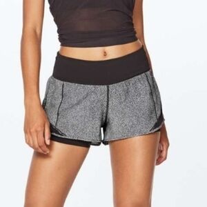 Lululemon Hotty Hot Short Black Grey  Spandex Short Lined Size 12